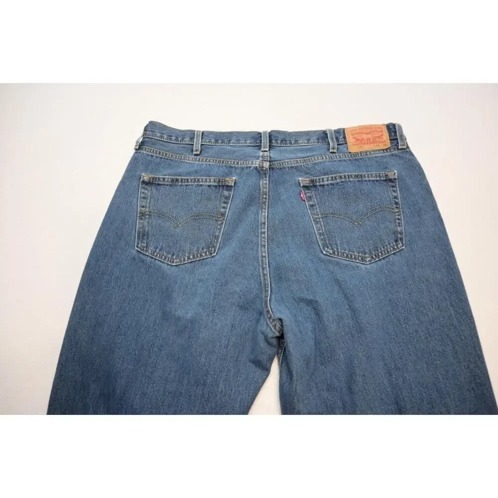 Levi's 550 Relaxed Fit Straight Rugged Blue Denim Jeans Mens‎ Size 42 x 32